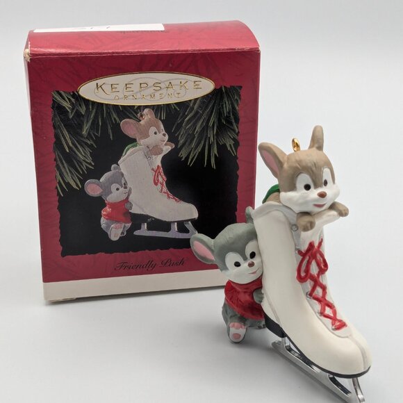 Hallmark Keepsake Friendly Push 1994, Vintage Ice Skating Christmas Ornament - Picture 2 of 11